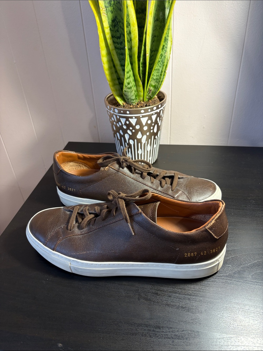 Common Projects Brown Low-Top Leather Sneakers size 42
